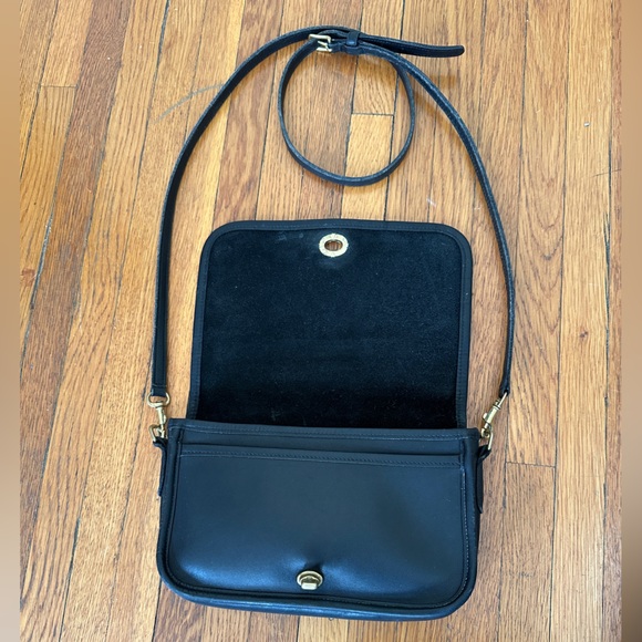 Vintage Black Leather Coach Penny Crossbody Purse - Picture 2 of 15